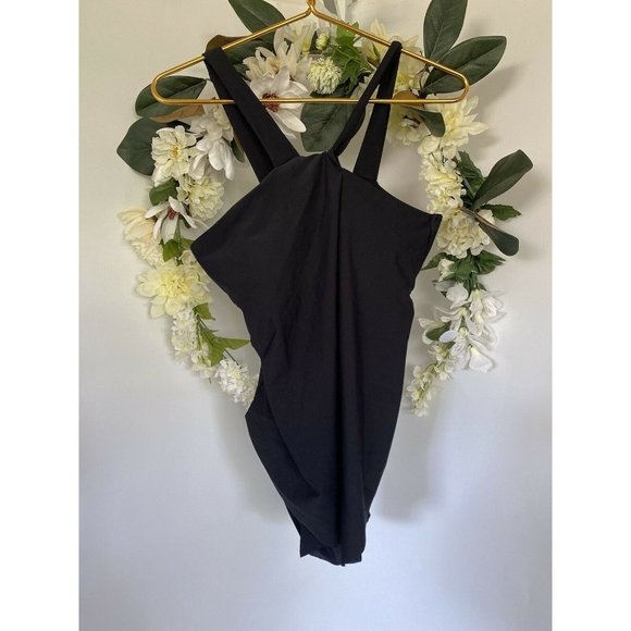 Vintage Swim Suit Womens One Piece Black Bathing Suit Tag says XL Fits L‎ Modest - Picture 3 of 12